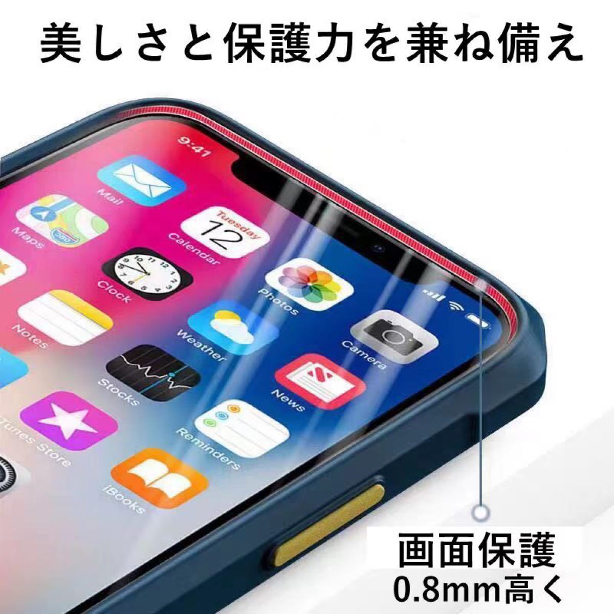iPhone14Pro ケース 背 透明 パープル