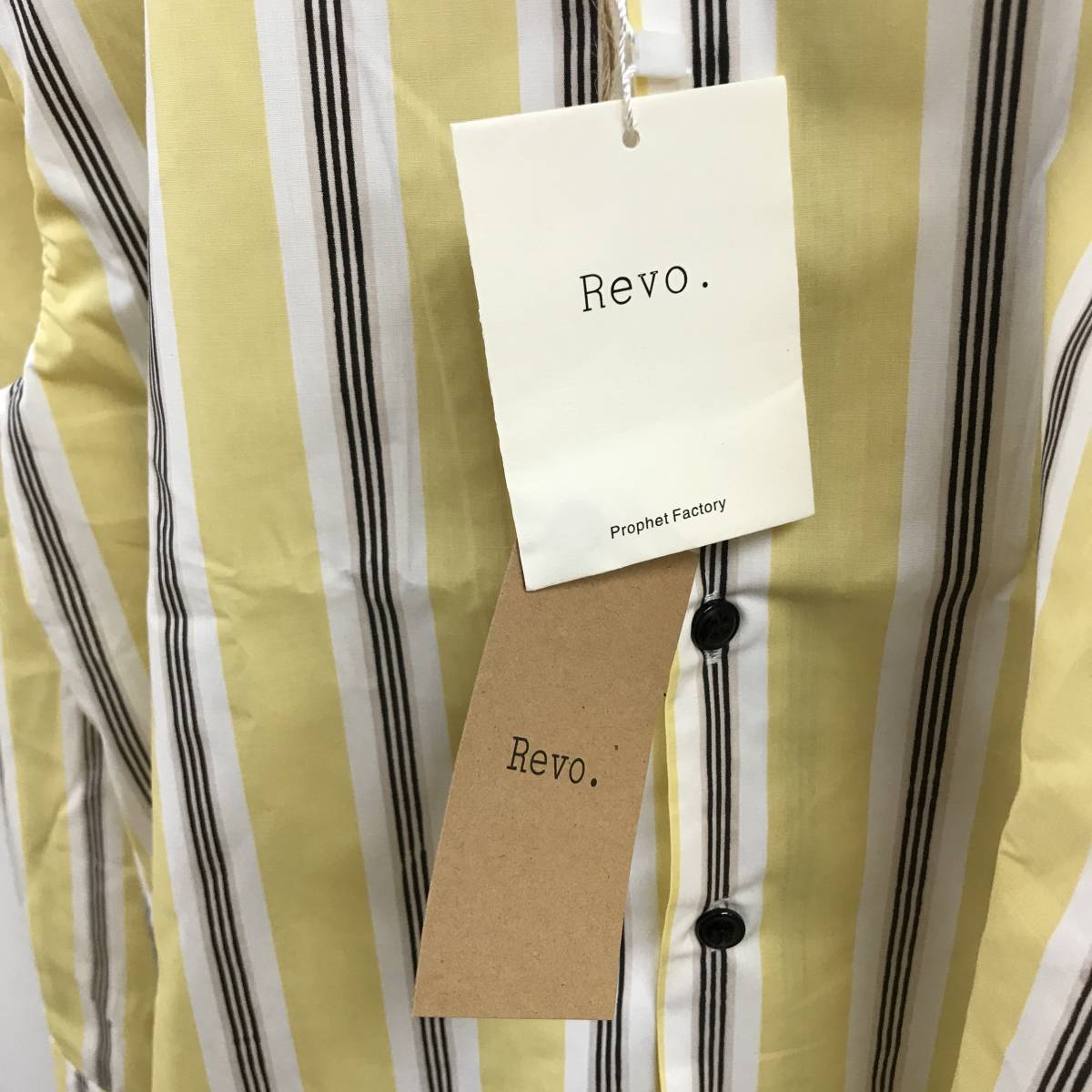 未使用品 Revo. イエロー ストライプ 長袖 シャツ メンズ レディース トレンド 落ち感 上品 ストリート オーバーサイズ カジュアル レヴォ_画像3