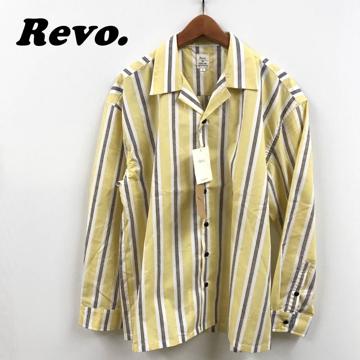 未使用品 Revo. イエロー ストライプ 長袖 シャツ メンズ レディース トレンド 落ち感 上品 ストリート オーバーサイズ カジュアル レヴォ_画像1