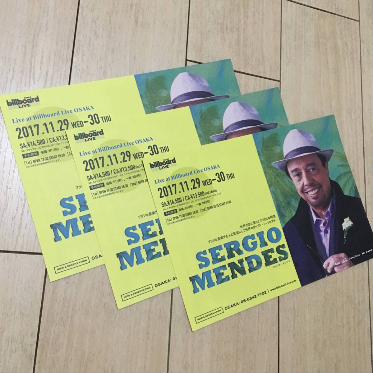 セルジオ・メンデス sergio mendes ライブ 告知 チラシ billboard live osaka ビルボード 大阪 ブラジル_画像3