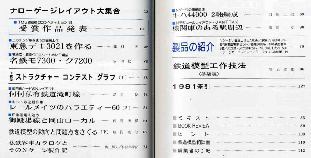 【d5653】81.12 鉄道模型趣味／キハ44000、東急デキ3021、名鉄7300系、工作技法塗装篇、…_画像2