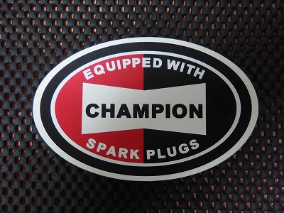 ** treasure / sticker / large discharge!* Champion spark-plug sticker *CHAMPION SPARK PLUGS sticker * oval / ellipse sticker **