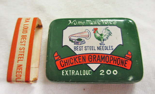  rare unused Chicken Gramophone gramophone tin plate can case needle entering stylus needle chicken antique retro Vintage Taisho Showa era 