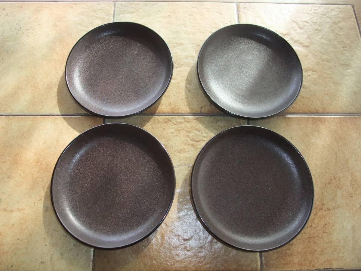 銘々皿　塗りｘ樹脂加工４客　未使用品
