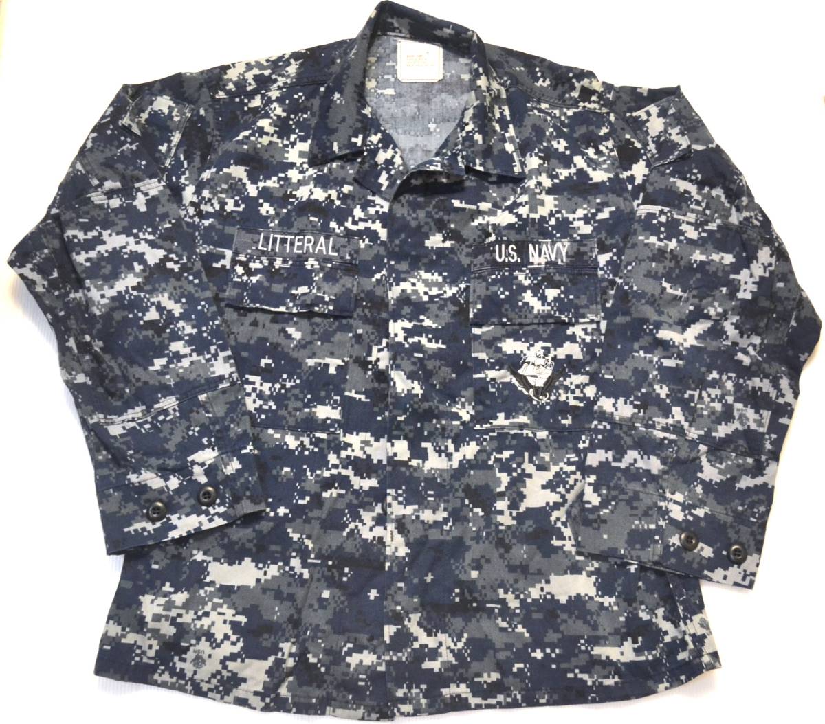 実物 米軍放出品 NAVY 米海軍 USN ネイビー NWU ブルー デジタル迷彩 ジャケット 上着 M/S 戦闘服 シールズ SEALS BDU_画像1