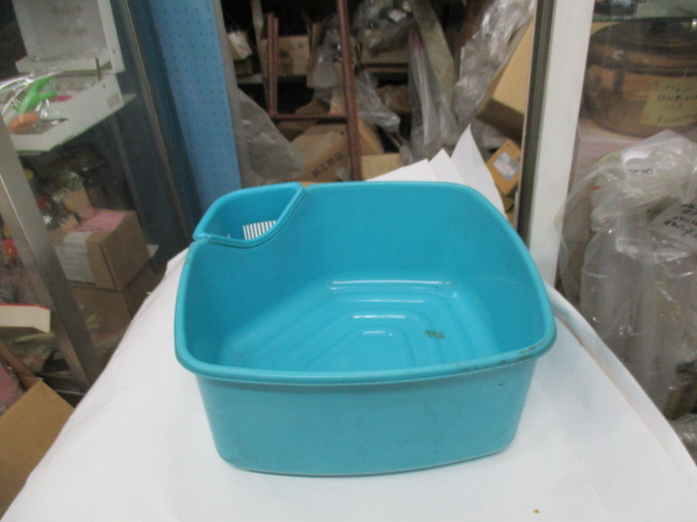 昔の仕入れの古っぽいプラスチック洗い桶　青_画像2