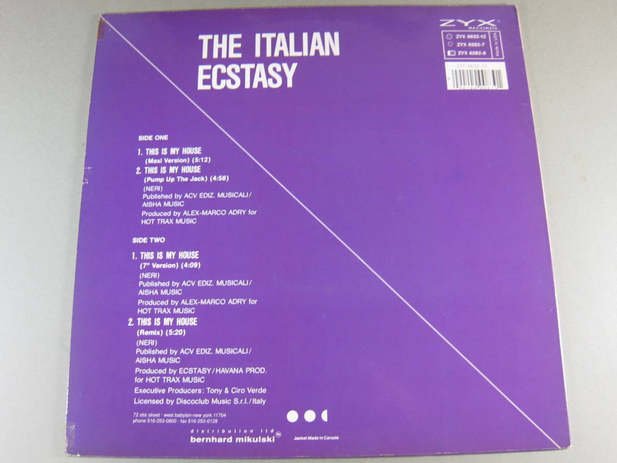 ■12in THE ITALIAN ECSTASY / THIS IS MY HOUSE ■_画像2