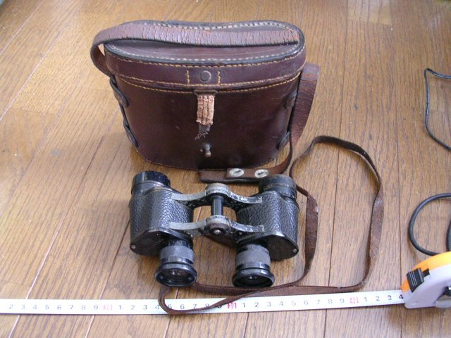 #NIKKO Nikko NIKON Japan optics made Orion 8x26mm army for binoculars ( Showa era. war middle ) measurement scale pattern built-in original leather case attaching operation goods JUNK