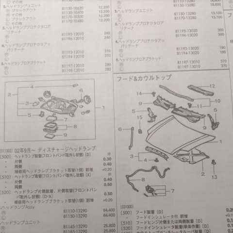 ◇【パーツガイド】　トヨタ　カローラランクス/アレックス　(Ｅ１２＃系)　H13.1～　２００４年版 【絶版・希少】_画像3