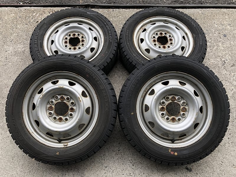 4F210)鉄ホイール 13×4.00B 4穴マルチ 100/110/114.3 + DUNLOP