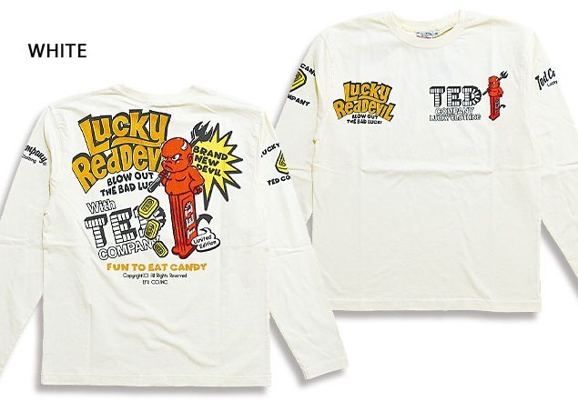 DEVIL DISPENSERロングTシャツ◆TEDMAN/テッドマン ホワイトXLサイズ（サイズ44）TDLS-354 エフ商会 efu 長袖 PETZ