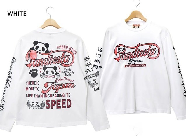 PDJ-MC-STOREロングTシャツ◆PANDIESTA JAPAN ホワイトXLサイズ 592600 パンディエスタジャパン パンダ 刺繍 長袖