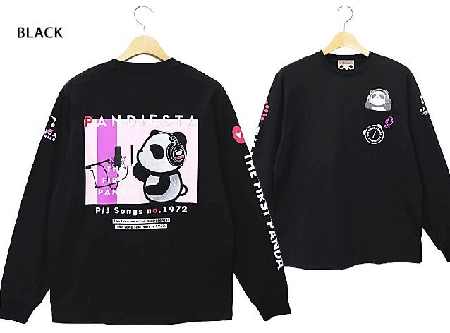THE FIRST PANDAロングTシャツ◆PANDIESTA JAPAN ブラックＭサイズ 592350 パンディエスタジャパン パンダ 刺繍 長袖 ロンT
