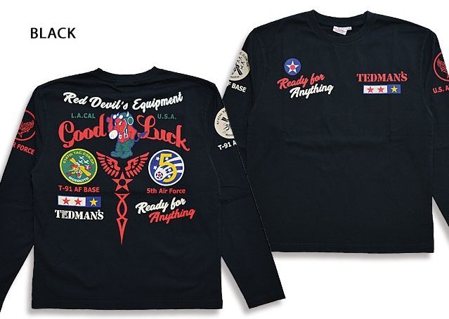 5th Air ForceロングTシャツ◆TEDMAN/テッドマン ブラックMサイズ（サイズ40）TDLS-349 エフ商会 efu 長袖 ミリタリー_画像1