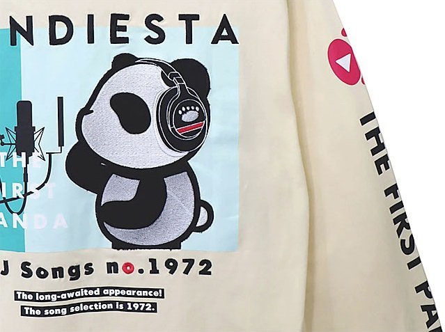 THE FIRST PANDAロングTシャツ◆PANDIESTA JAPAN ナチュラルLサイズ 592350 パンディエスタジャパン パンダ 刺繍 長袖 ロンT_画像4