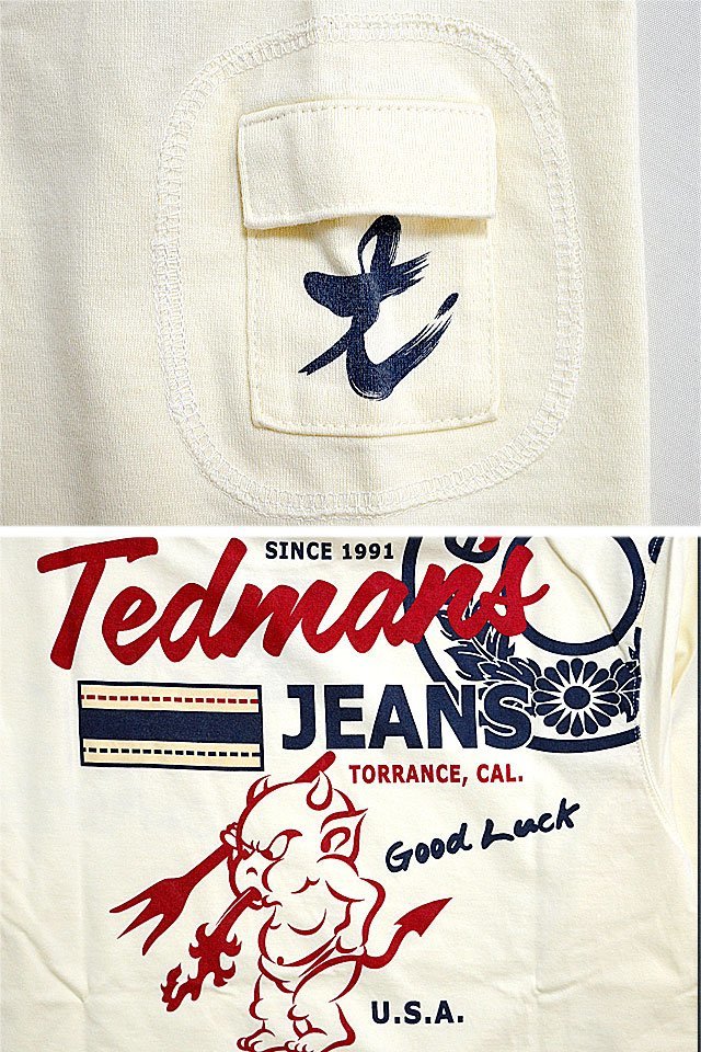 TEDMAN'S JEANSロングTシャツ◆TEDMAN/テッドマン ホワイトXXLサイズ（サイズ46）TDLS-351 エフ商会 efu 長袖_画像3