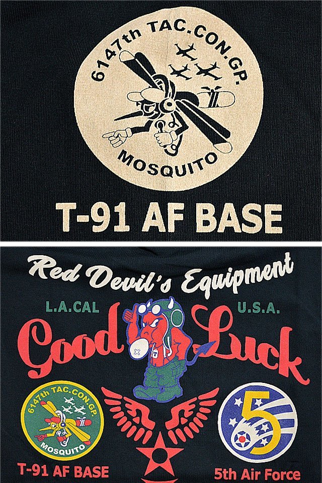 5th Air ForceロングTシャツ◆TEDMAN/テッドマン ブラックMサイズ（サイズ40）TDLS-349 エフ商会 efu 長袖 ミリタリー_画像2