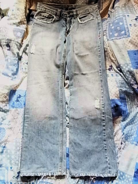 e- and ji-A&G jeans 32 America made 81cm Cross patch custom Denim button fly damage processing 