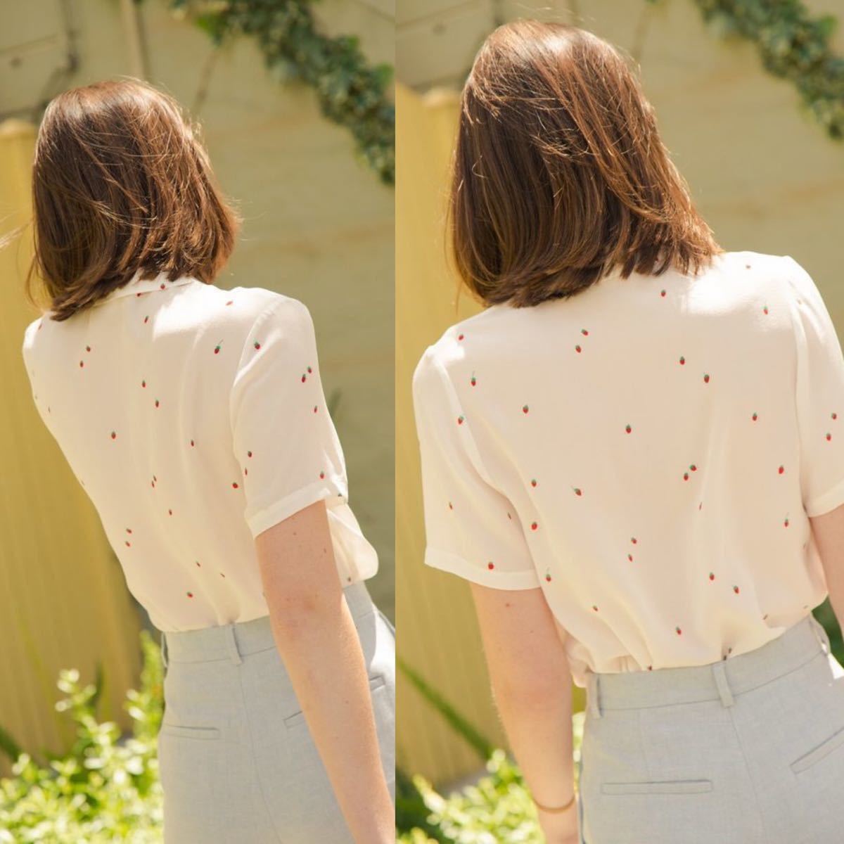日本未発売☆彡 Des Petits Hauts デプチオー苺 いちご シルクシャツ