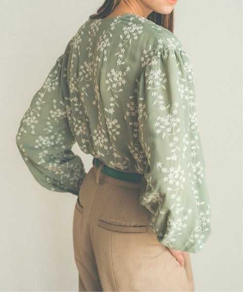 PayPayフリマ|CLANE クラネ STRIPE FLOWER EMBROIDERY ブラウス
