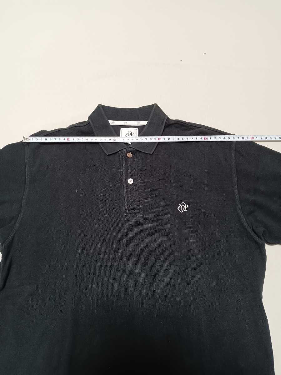 【中古品】ZOY　ゾーイ 　メンズゴルフウェア　鹿の子　半袖ポロシャツ　ブラック　黒　メンズサイズ２（Ｌ）_画像2
