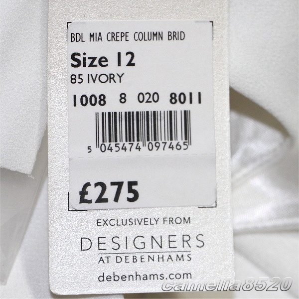 ベンデリシ x デベナムズ ウェディングドレス Mia アイボリー UK12 EU40 サイズ L～XL 未使用 展示品 Ben De Lisi x Debenhams _画像5