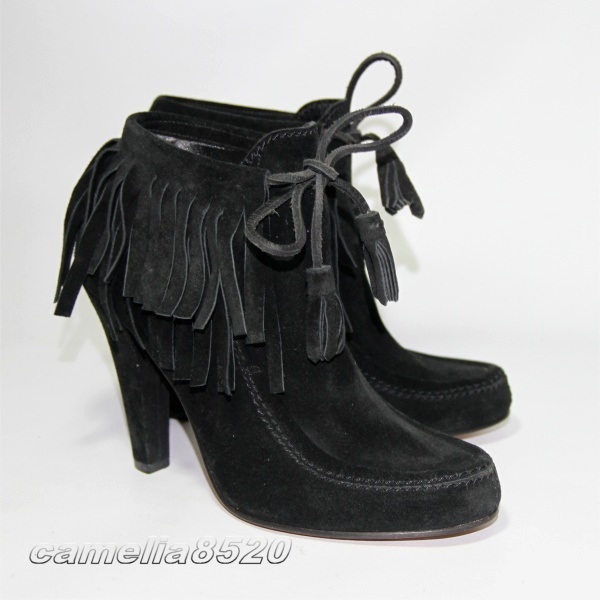 Gucci Gucci Fringe Booty 209459 Angle Boots Black Black Sede 35,5 Приблизительно 22,5-23 см. Красивый продукт Используйте маленькие сапоги с лодыжкой.