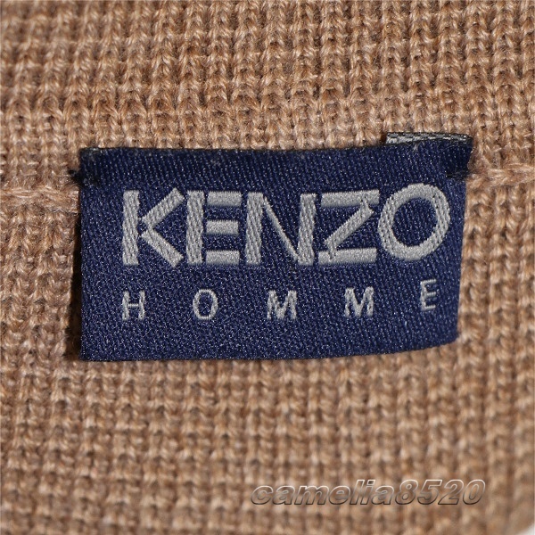 KENZO HOMME ケンゾー ジップアップ ニット セーター 毛混 キャメル ブラウン EU L サイズ XL イタリア製 美品 使用僅か_画像4