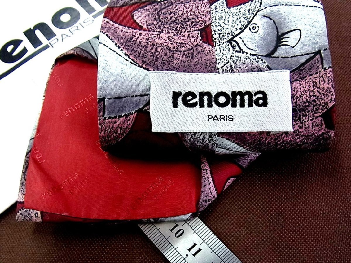 ?27458C?良品【魚(yú) 鳥(niǎo) 柄】レノマ【renoma】 ネクタイ