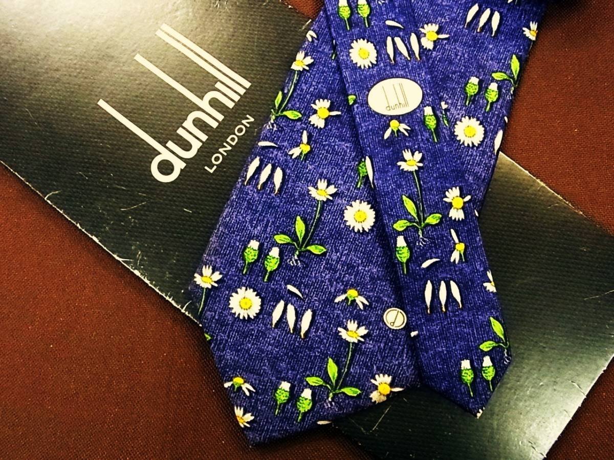 ♪3906D♪状態並品【花 植物 柄】ダンヒル【dunhill】ネクタイ