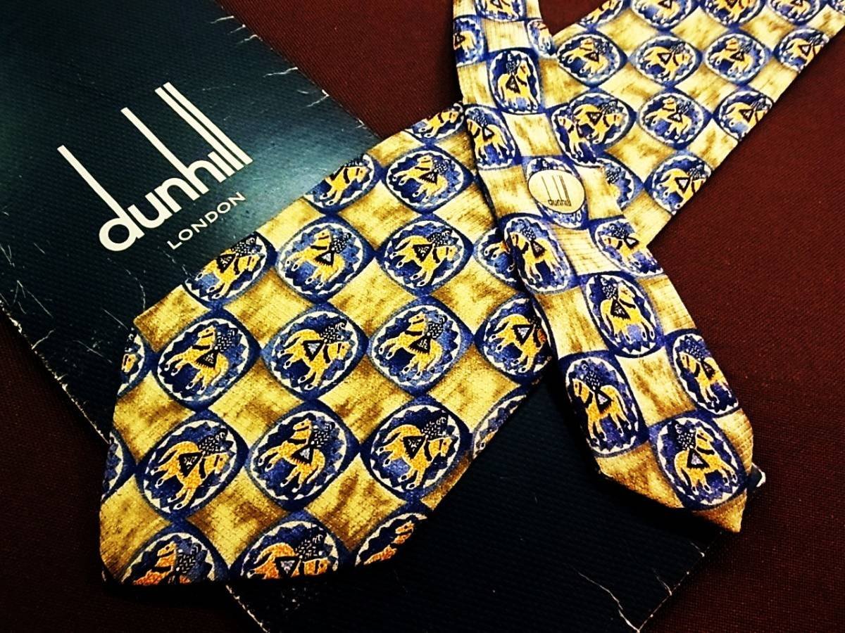 ♪4193D♪状態並品【馬 ウマ 乗馬 柄】ダンヒル【dunhill】ネクタイ