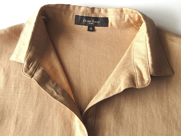 Demi-Luxe BEAMSte milk s Beams waist draw code linen pull over shirt One-piece tunic 38 beige easy made in Japan 