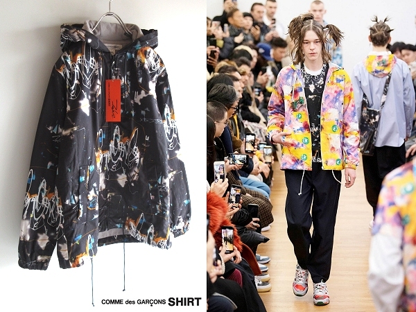 新品タグ付 FUTURA × COMME des GARCONS SHIRT 2020AW コムデギャルソンシャツ フューチュラ アートプリント フードジャケット S ブラック_画像1