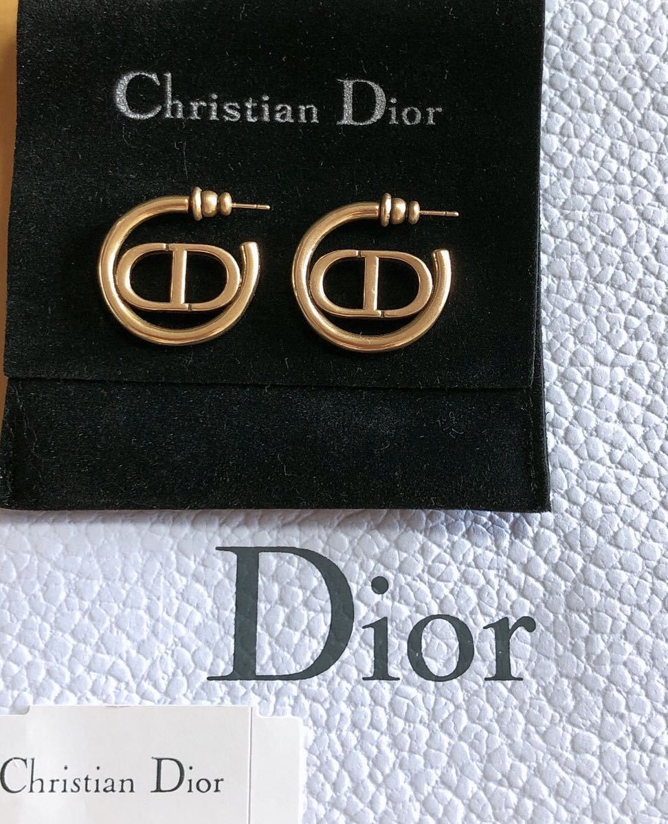 Christian Dior ディオール ロゴ ゴールド フープ ピアス www
