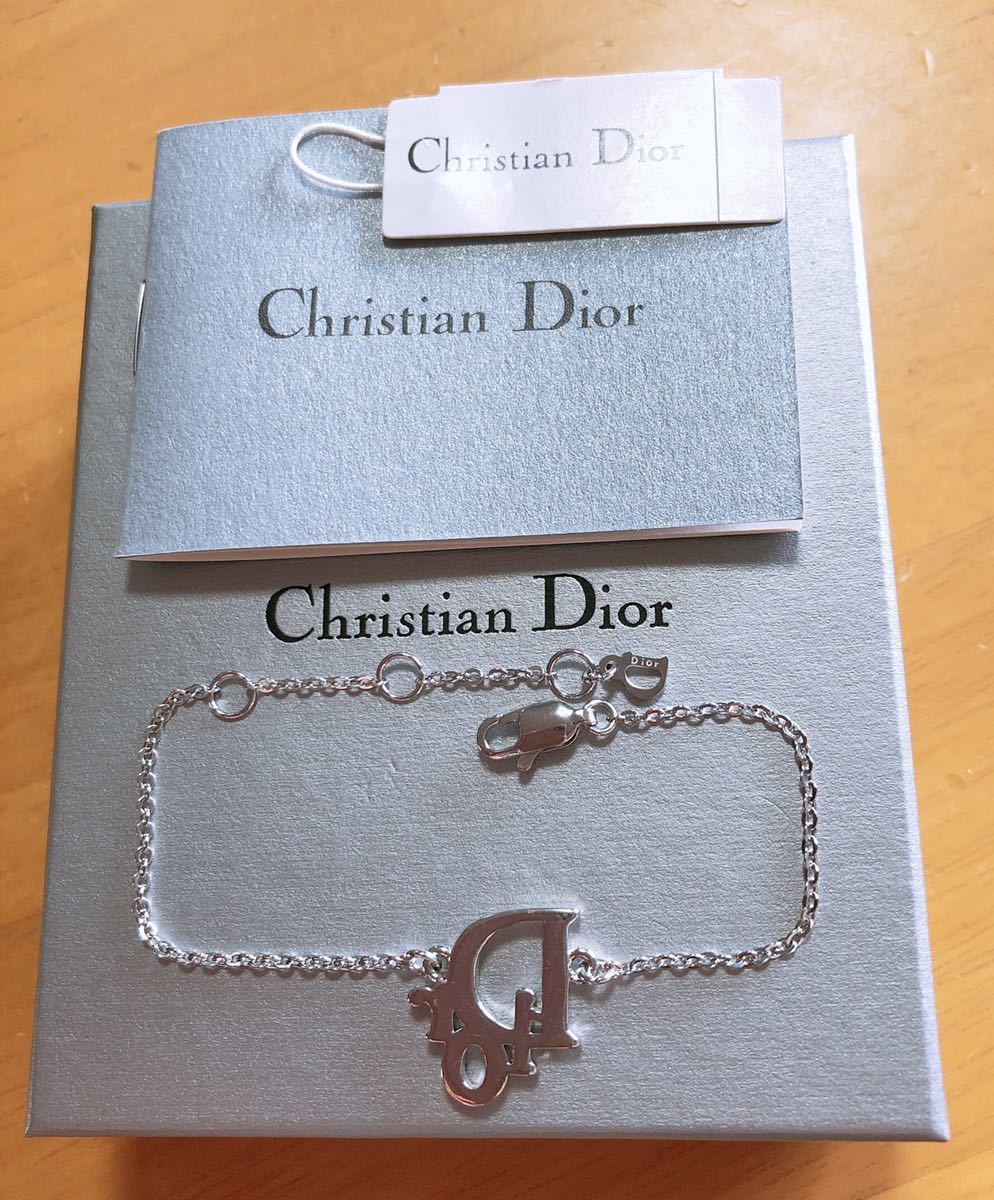 Christian Dior ディオール ブレスレット シルバーロゴ ストーン