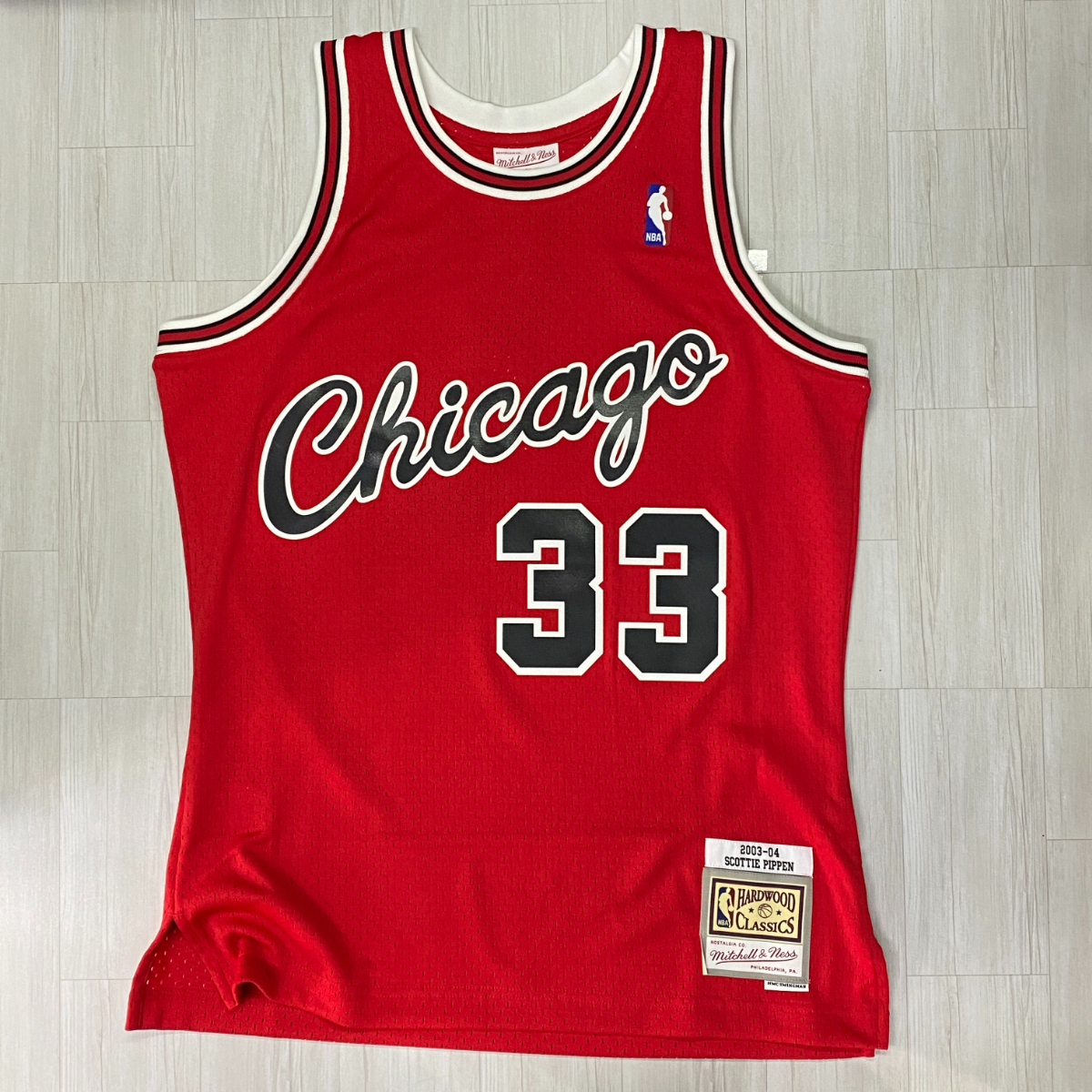 正規品 【M】 Mitchell＆Ness ミッチェル＆ネス NBA HWC シカゴ ブルズ Chicago Bulls スコッティピッペン PIPPEN ＃33 バスケシャツ '03