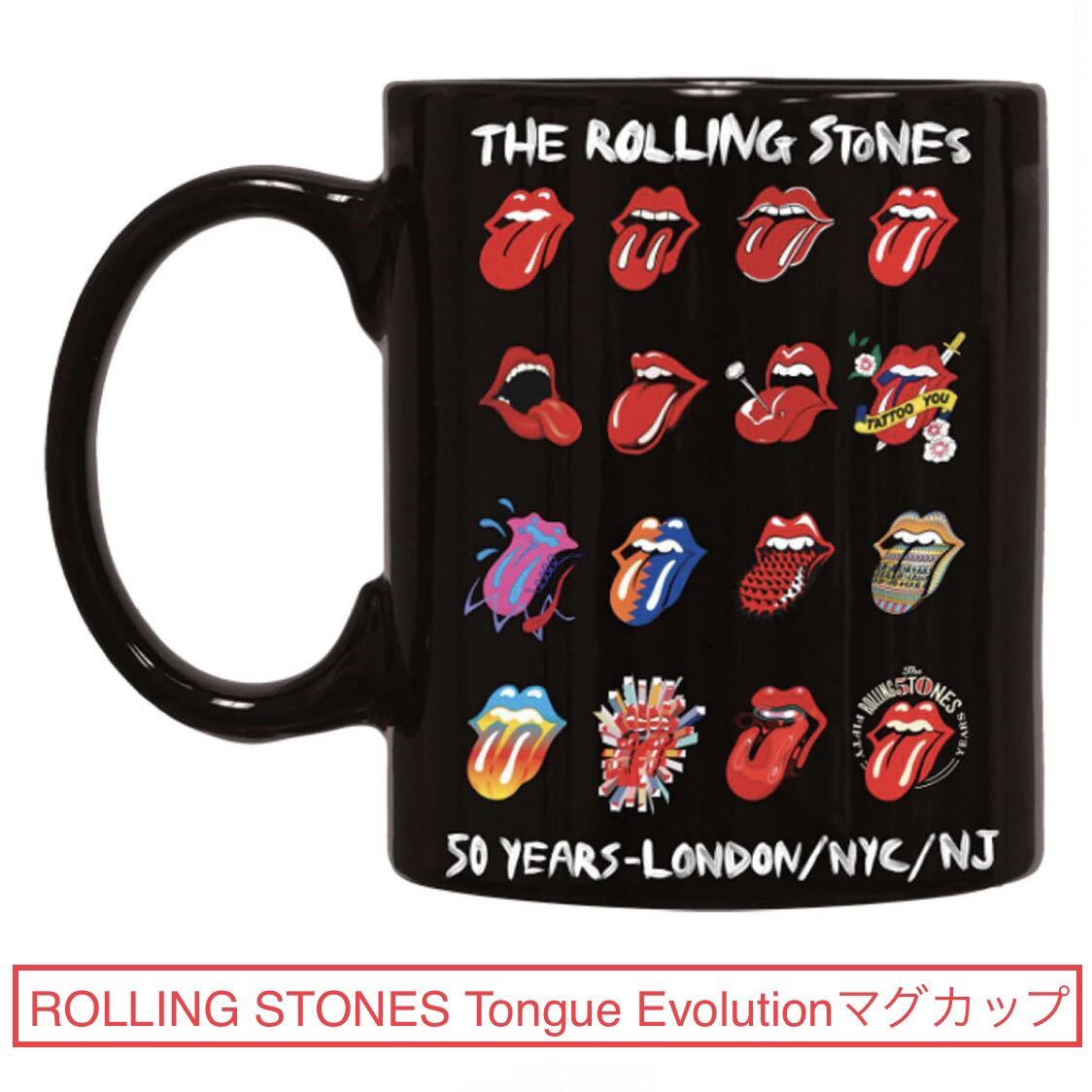 2014来日記念★公式 マグカップ ROLLING STONES Tongues Evolution With Logo & 50 Years-London/NYC/NJ★東京ドーム ローリングストーンズ_画像2