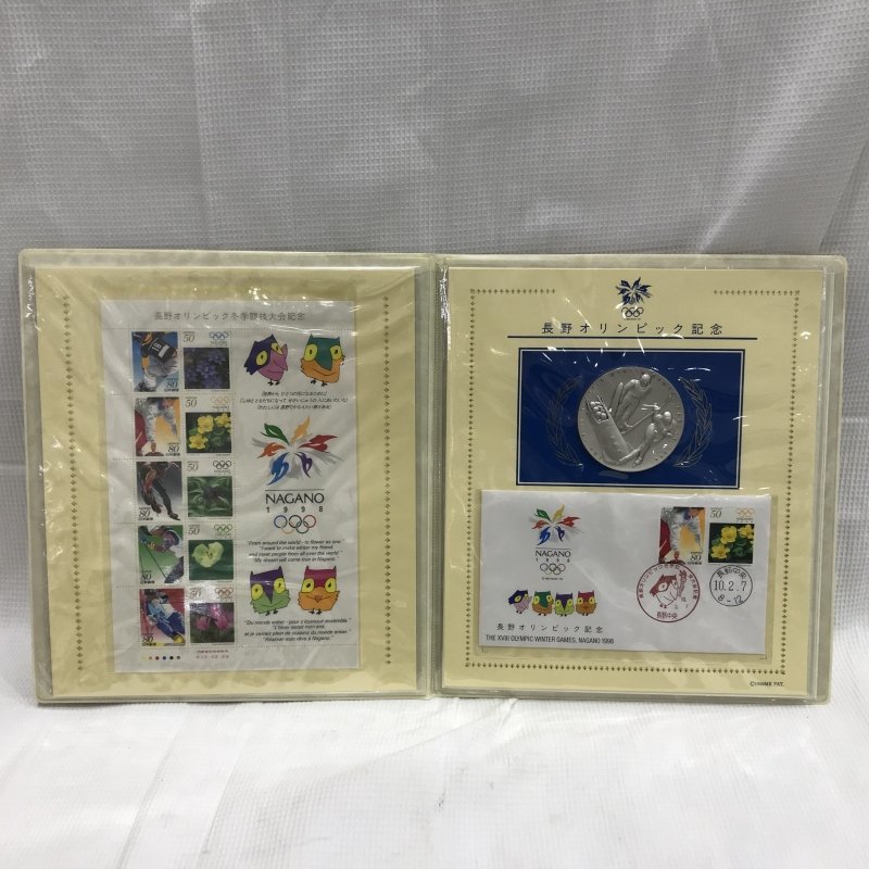 未使用に近い 長野オリンピック記念 １９９８年 記念メダルと記念切手カバーのセット 純銀製 希少 レア 古銭/248