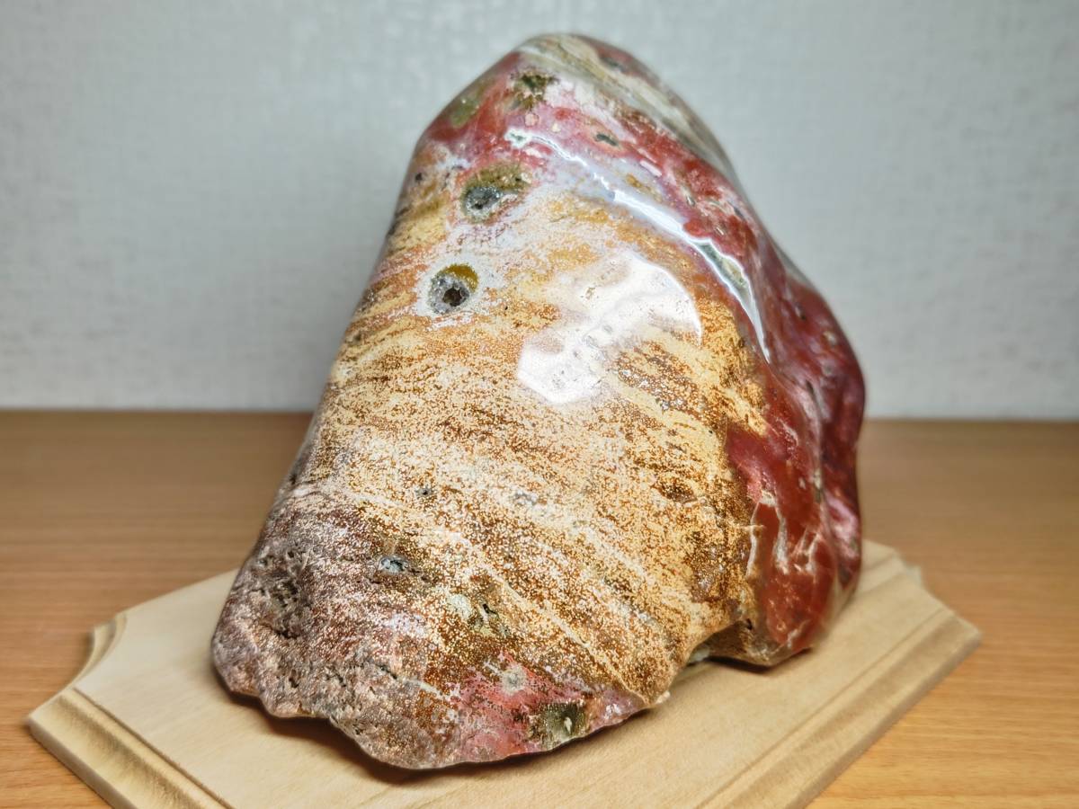 【津軽産】◆3.2kg◆ 錦石 ジャスパー 原石 碧玉 風水 開運 誕生石 鑑賞石 自然石 天然石 紋石 水石 鉱物 置物 _画像2