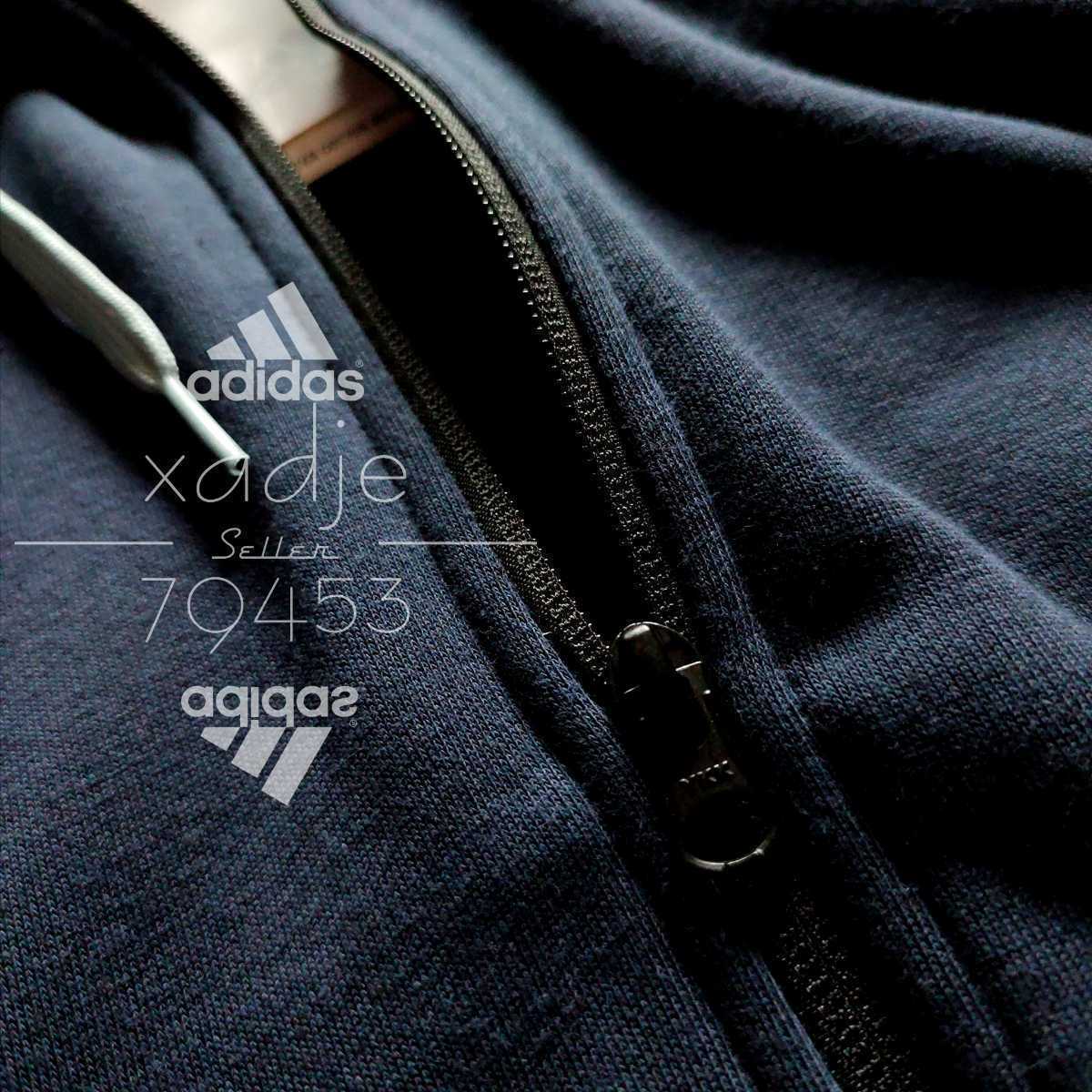 新品 正規品 adidas アディダス 上下セット パーカー パンツ セットアップ ロゴ 紺 ネイビー 薄手 O ( XL )_画像3
