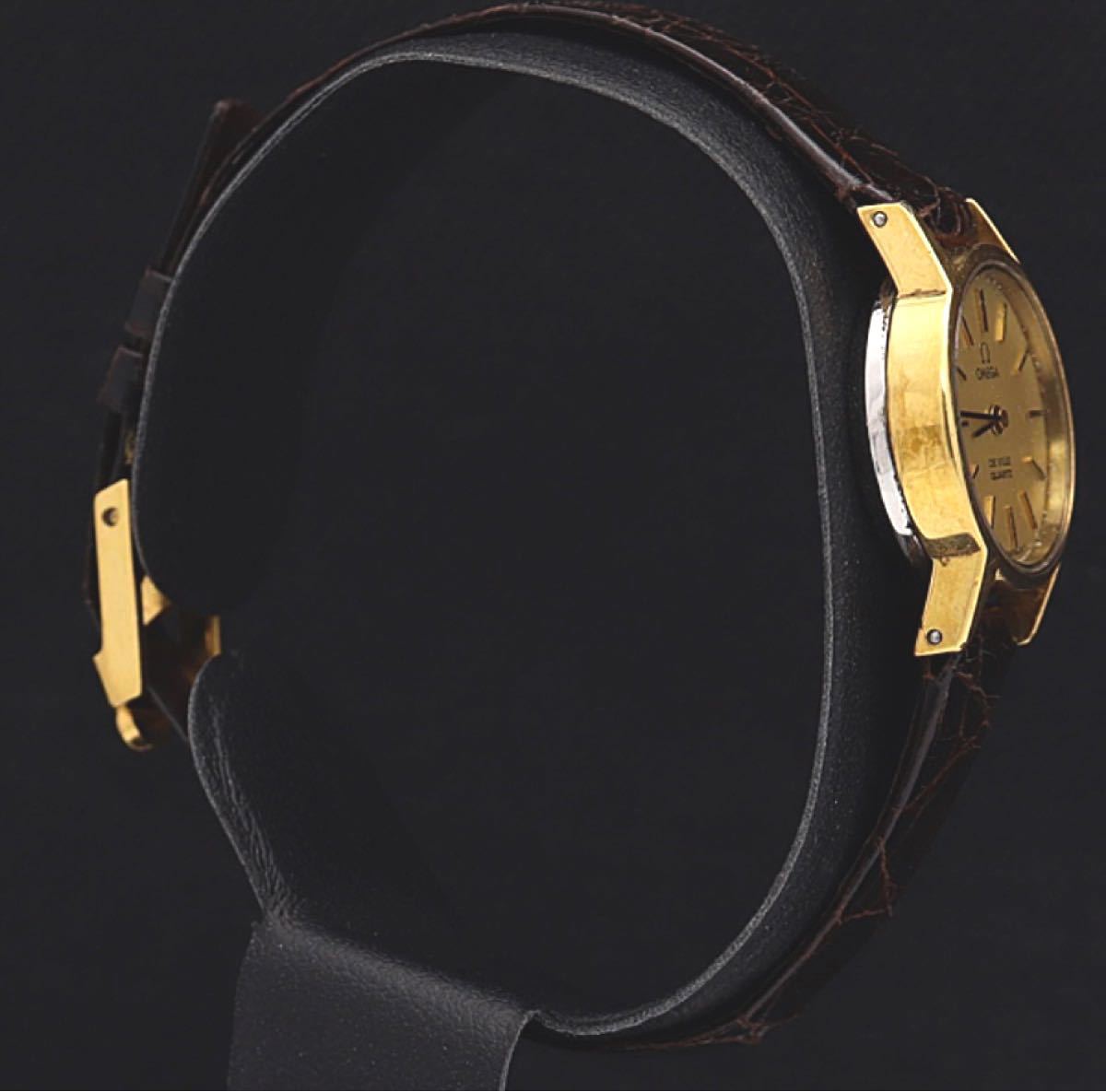 稼働品】OMEGA オメガ デビル ゴールド文字盤 QZ レディース 腕時計