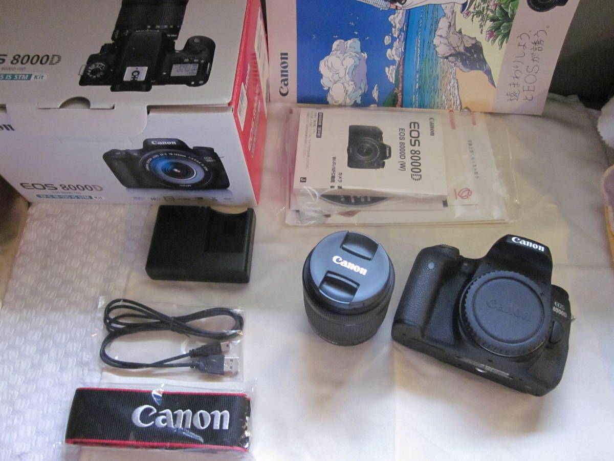 美品、Canon キヤノン EOS 8000D EF-S 18-55mm IS STM、付属品、元箱付