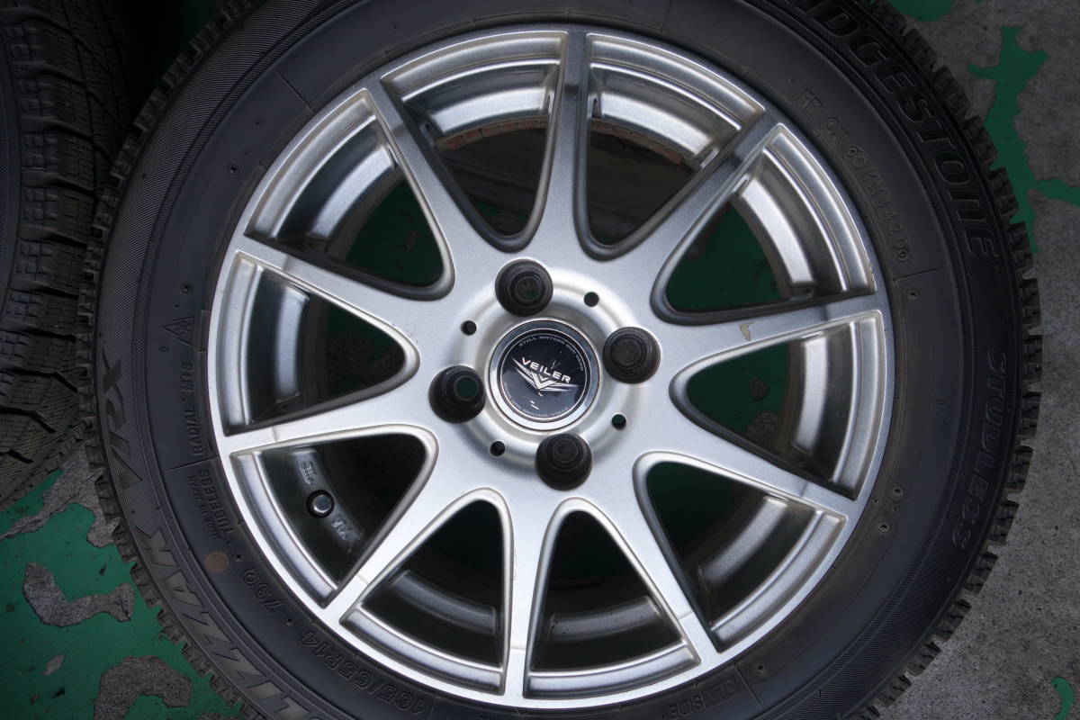 ９.9分山 2020年製 14×5.5J 4H100 +42 VEILER 165/65 R14 ブリジストン VRX デュエット.YRV.インサイト等 4本 V-122_画像5