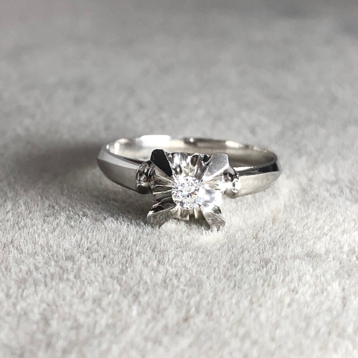pt900 リング ダイヤモンド0.1ct 12号 造幣局 プラチナ pt850 指輪 たてづめ 一粒ダイヤ