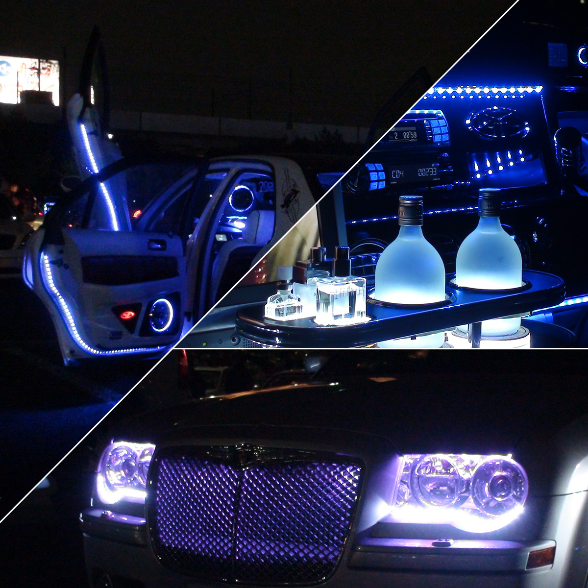 LED COB テープライト 1.2m 12V 防水 白ベース 片端子 正面発光 車 自動車 バイク 高輝度 両面テープ 電球色 1本_画像6