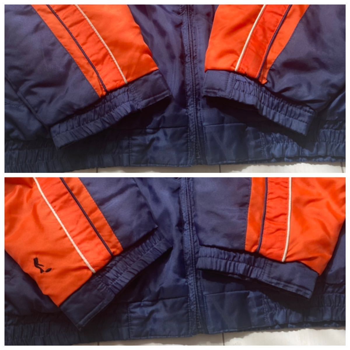 送料無料 90s vintage ビンテージ NFL Denver BRONCOS 中綿 スタジャン ジャケット パーカー ブロンコス ツートーン 紺 ORANGE オレンジ XL