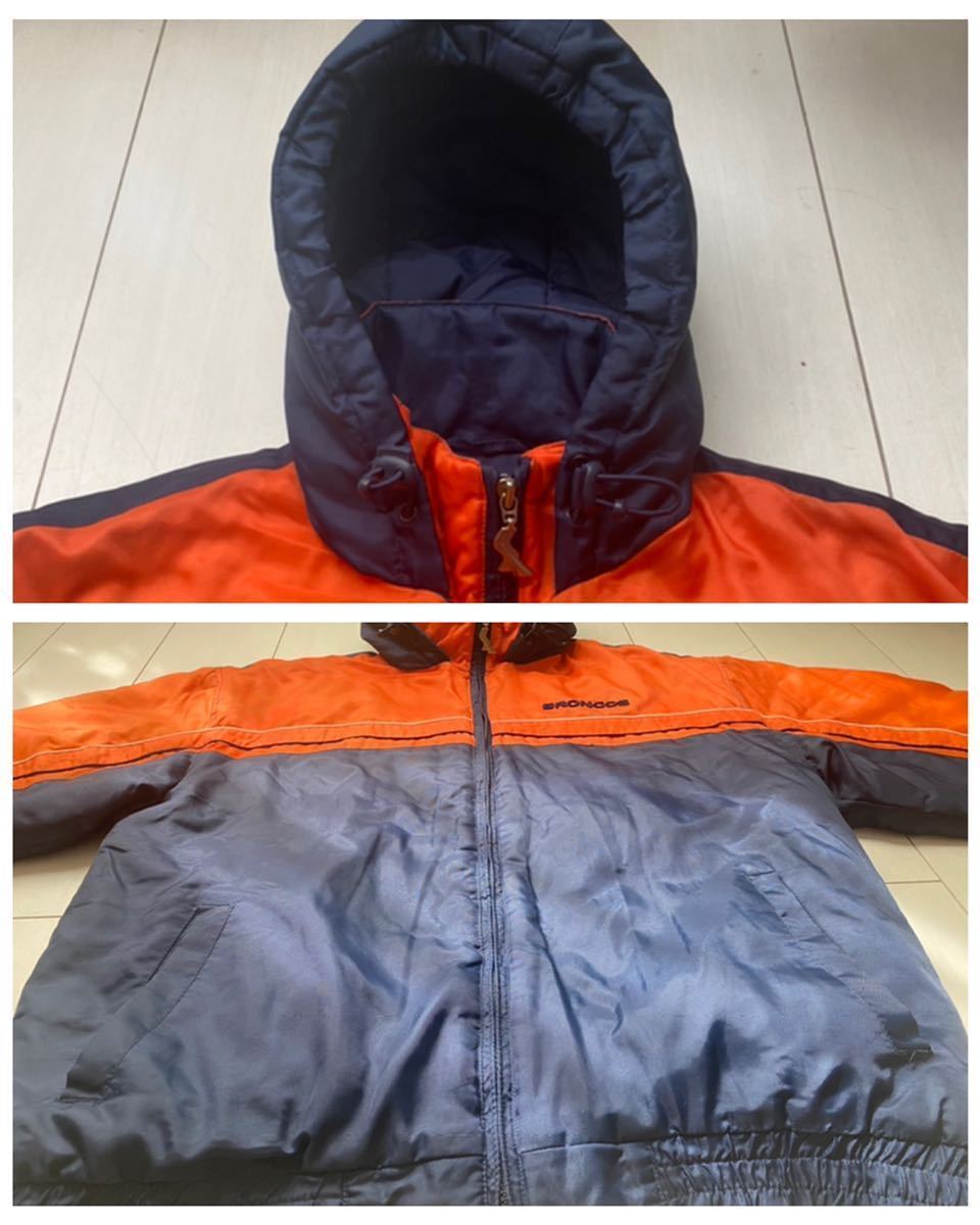 送料無料 90s vintage ビンテージ NFL Denver BRONCOS 中綿 スタジャン ジャケット パーカー ブロンコス ツートーン 紺 ORANGE オレンジ XL