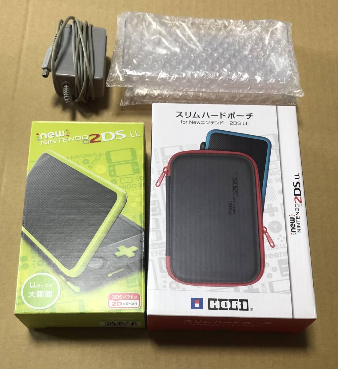 Newニンテンドー2DSLL ライム 本体 動作確認済 / クリアカバー 新品