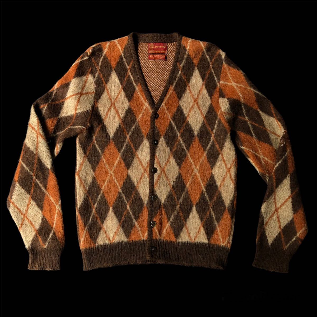 60〜70s Kings Road Sportsweas Sears Acrylic Mohair Knit Cardigan