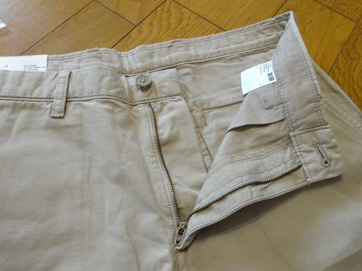 送料込 新品★ユニクロ チノ ハーフパンツ 321-086800 カーキ M★UNIQLO/コットン/短パン/ショート/ベージュ/タグ付き/ショーツ/